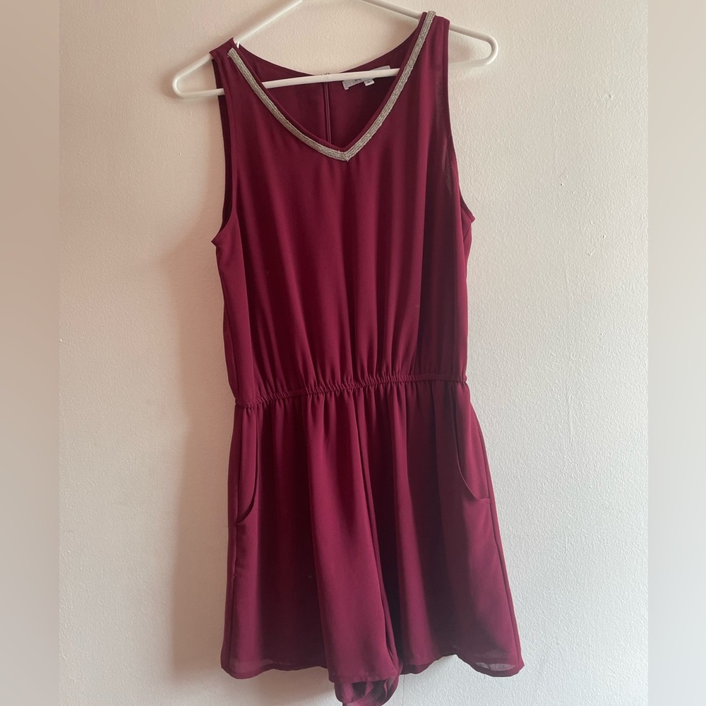 Dressy Romper with jewelled V-neck